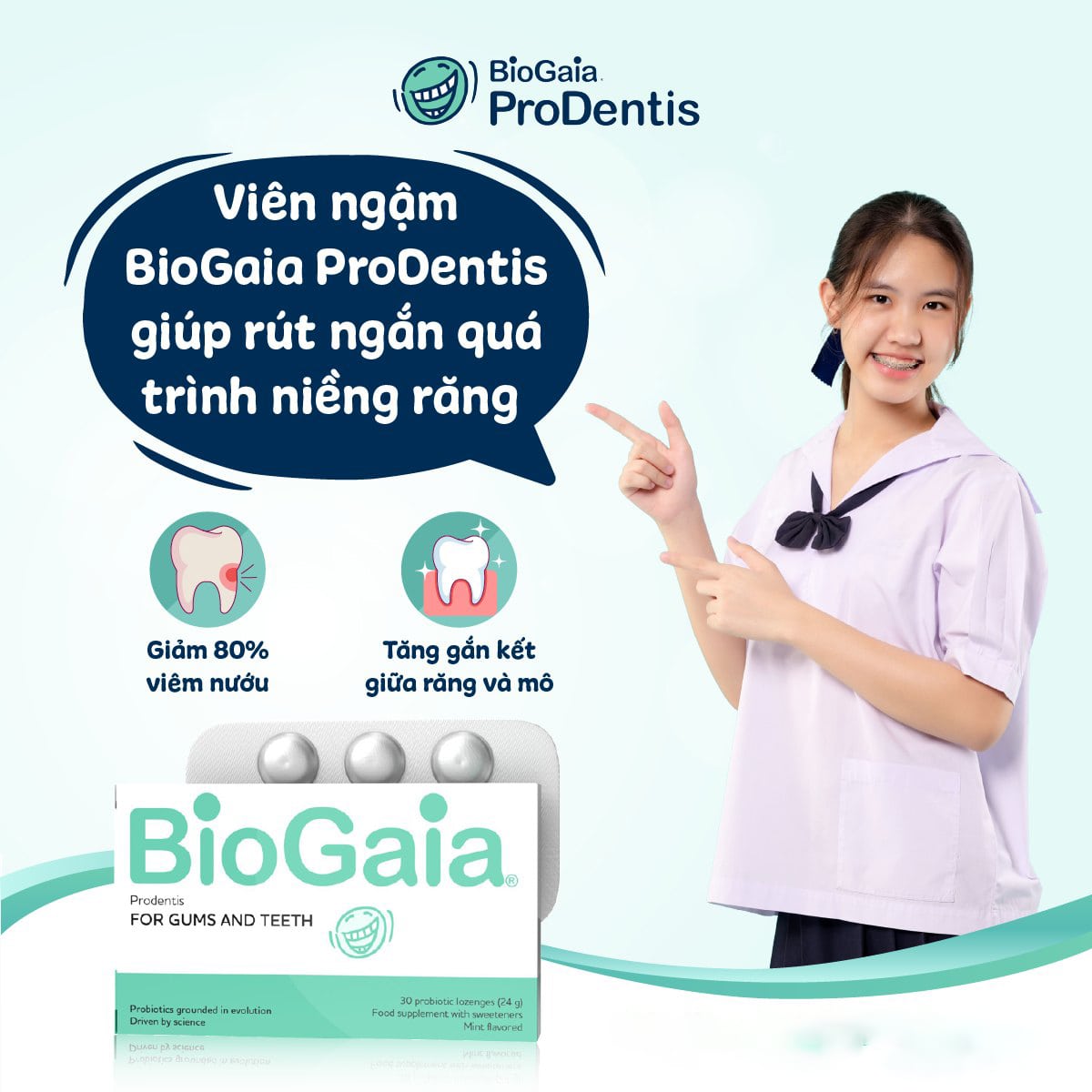 BioGaia Prodentis giúp răng chắc khoẻ, rút ngắn thời gian niềng răng BioGaia Prodentis giúp răng chắc khoẻ, rút ngắn thời gian niềng răng